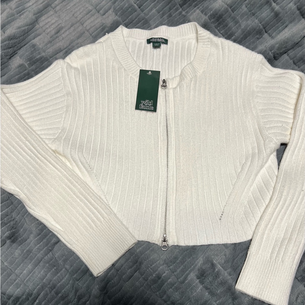 Wild Fable White Ribbed Sweater - Picture 2 of 4
